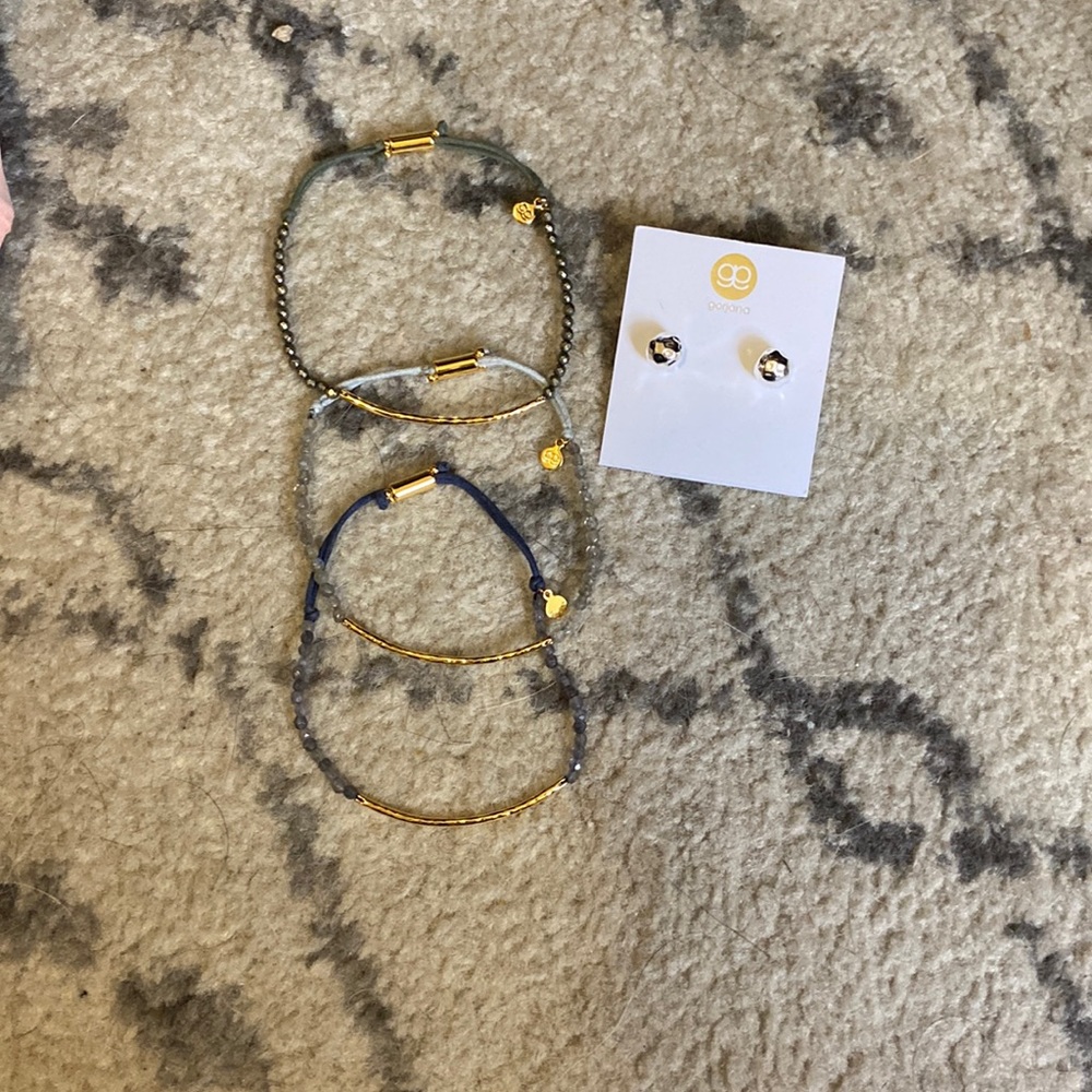 Gorjana bracelets and earrings set.
